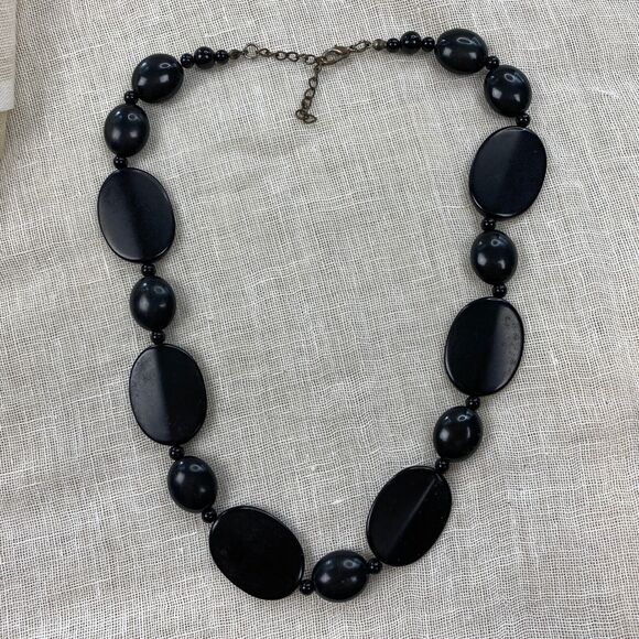 Vintage Necklace Lot Womens Chunky Beaded Animal Print Bold Glass Gold Black 3Pc - Picture 13 of 15